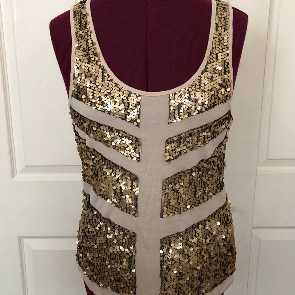 Rock & Republic gold sequined tank top